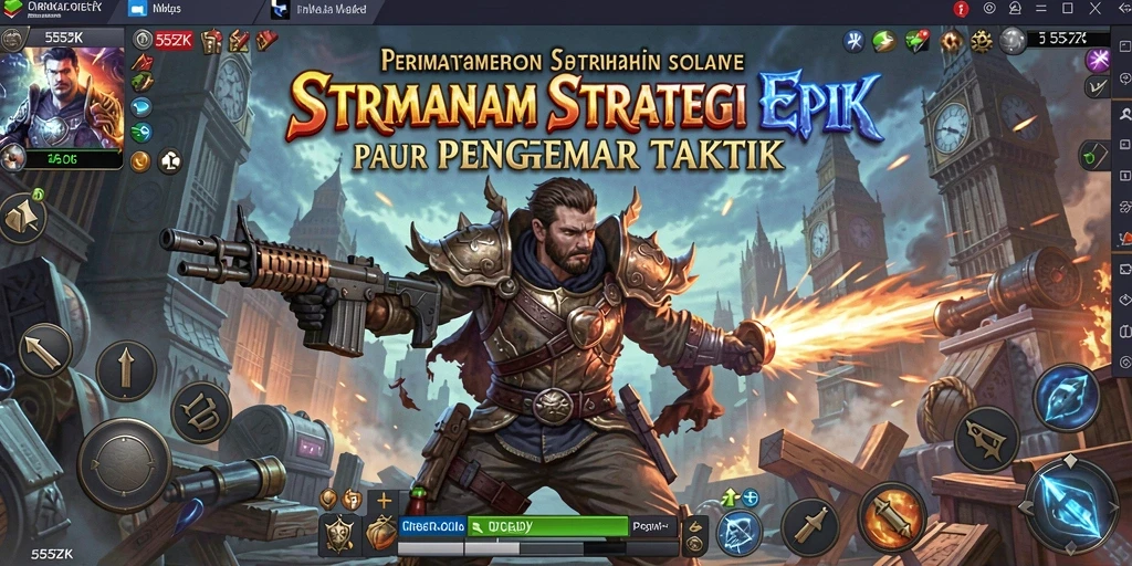 Tangkapan layar 555ZK menampilkan pertempuran strategi yang mendebarkan.