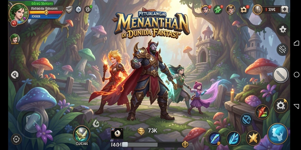 Tampilan gameplay 73K dengan petualangan yang seru dan menantang.