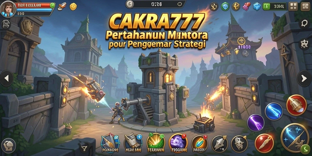 Screenshot gameplay menampilkan pertarungan menara di CAKRA777.