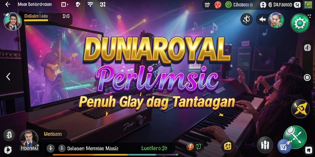 Gameplay DUNIAROYAL yang menampilkan pengalaman bermain musik yang interaktif.