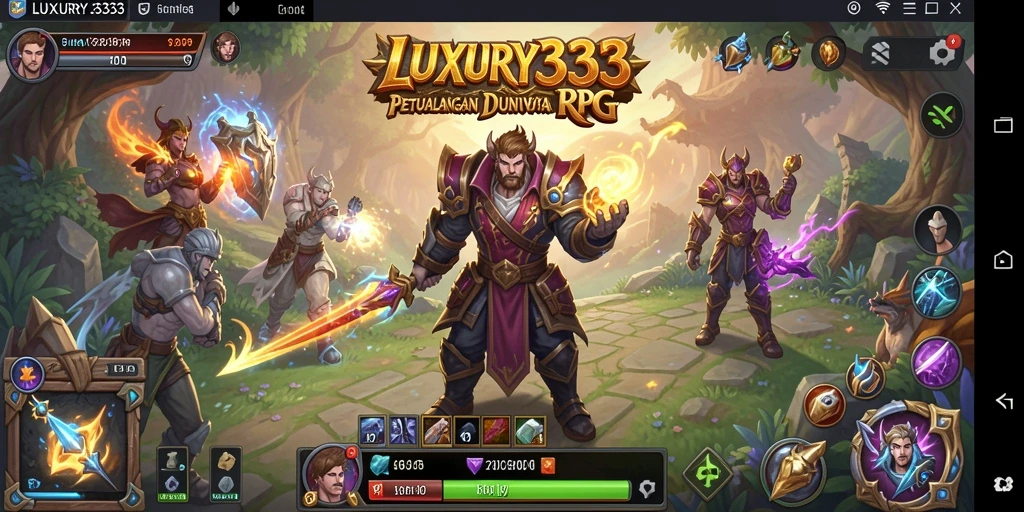 Tangkapan layar utama LUXURY333 menampilkan pemain beraksi di dunia RPG yang fantastis.