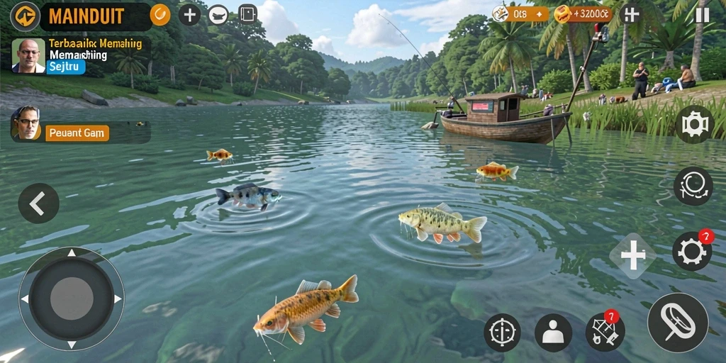 Tangkapan ikan yang megah dalam gameplay MAINDUIT dengan grafis memukau.