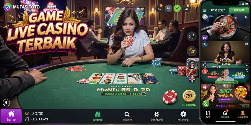 Tampilan gameplay Live Casino yang interaktif dan seru di MUTASITOTO.