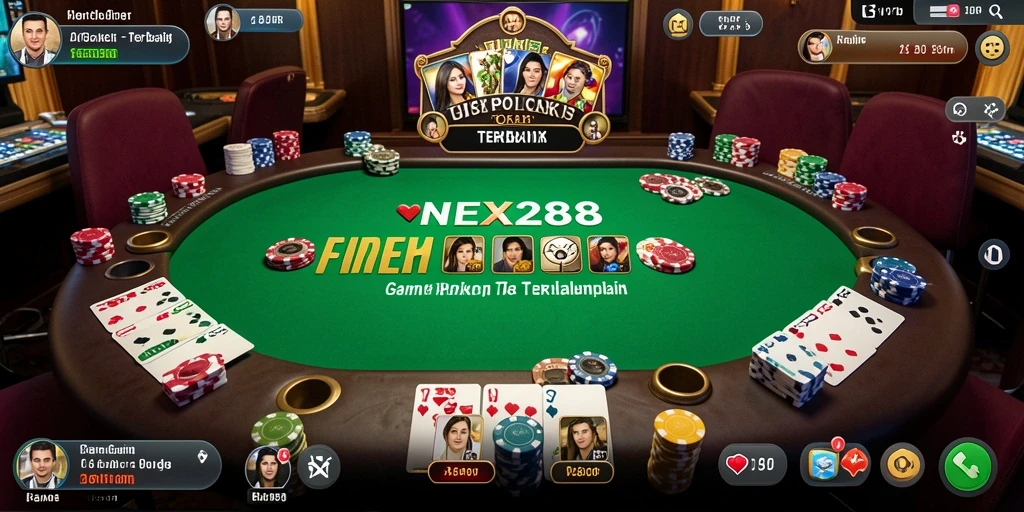 Screenshot gameplay NEX288 menampilkan aksi poker yang seru.