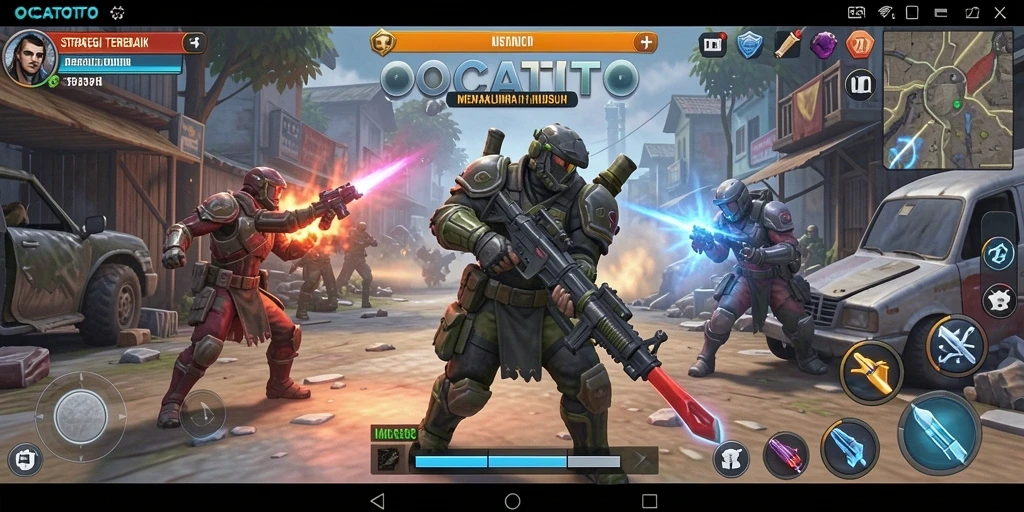 Tangkapan layar gameplay OCATOTO menunjukkan strategi yang mendebarkan dan konfrontasi seru.