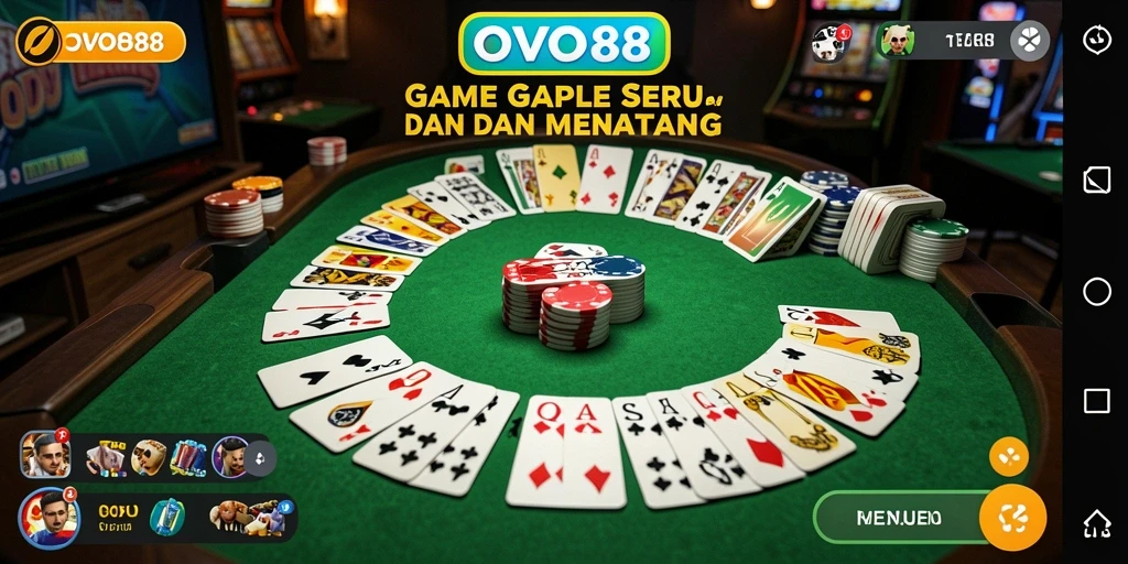 Tampilan gameplay OVO88 yang menarik dalam permainan Gaple.