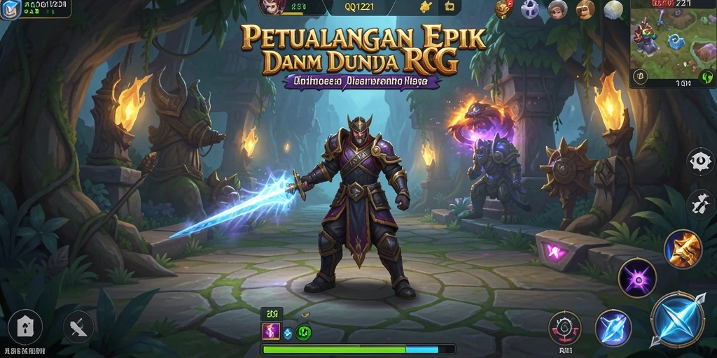Tampilan gameplay menarik di dunia RPG yang menakjubkan.