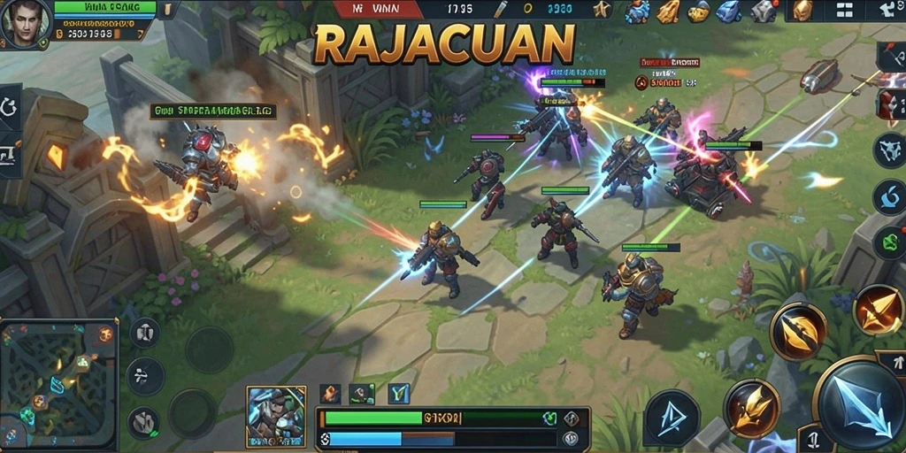 Tampilan dinamis gameplay RAJACUAN yang menarik.