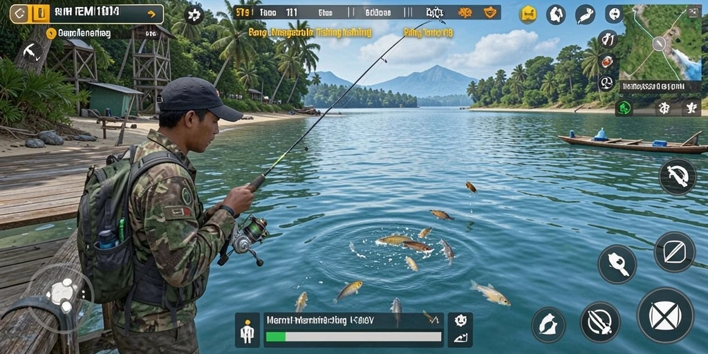 Screenshot utama REMI101 menampilkan gameplay memancing yang seru dan interaktif.