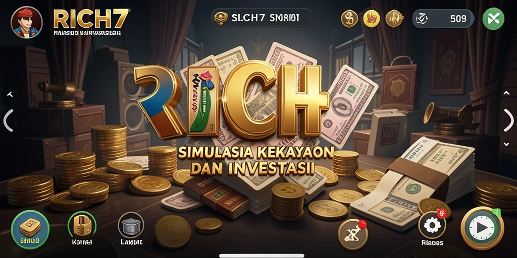 Screenshot tampilan utama RICH7 menampilkan strategi investasi yang mendebarkan.