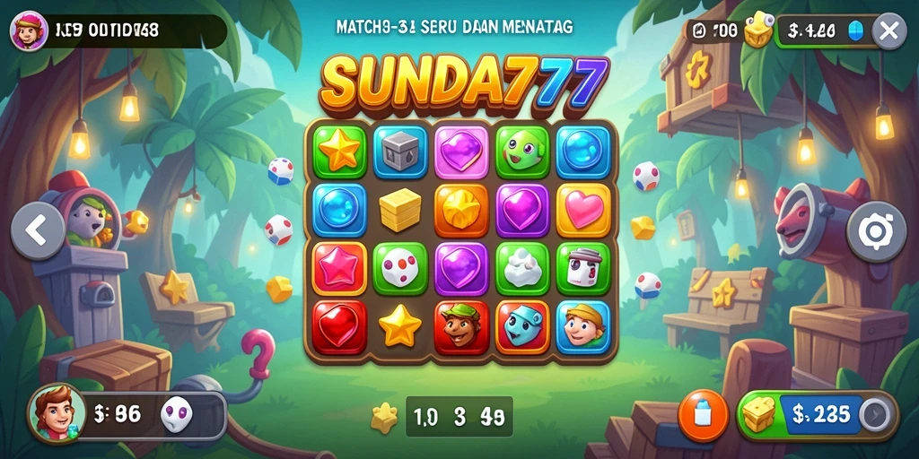 Tampilan gameplay SUNDA777 yang seru dalam menyelesaikan tantangan Match-3.