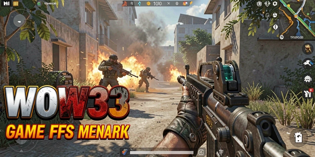 Tampilan menarik dari gameplay WOW33 dengan pertempuran FPS yang seru.