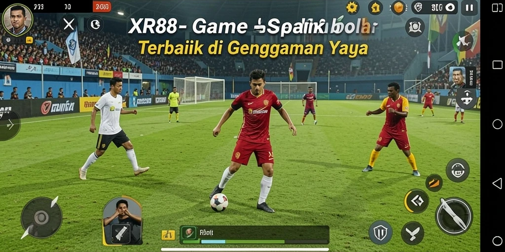 Screenshot gameplay XR88 menampilkan aksi sepakbola yang memukau.